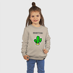 Свитшот хлопковый детский Зеленый кактус, цвет: миндальный — фото 2