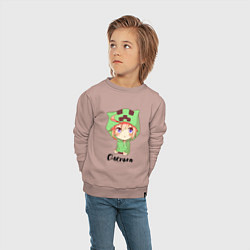 Свитшот хлопковый детский Оленька - Майнкрафт, цвет: пыльно-розовый — фото 2