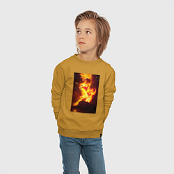Свитшот хлопковый детский Фантастический огненный конь, цвет: горчичный — фото 2