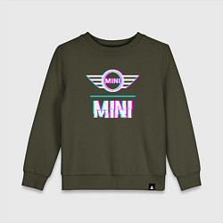 Свитшот хлопковый детский Значок Mini в стиле glitch, цвет: хаки