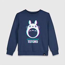 Свитшот хлопковый детский Символ Totoro в стиле glitch, цвет: тёмно-синий