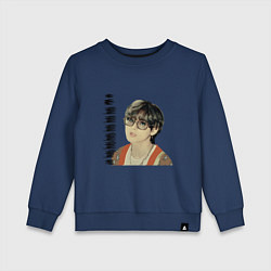 Свитшот хлопковый детский Тэхен и Чонгук, цвет: тёмно-синий