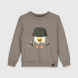 Свитшот хлопковый детский Chicken Gun в каске, цвет: утренний латте