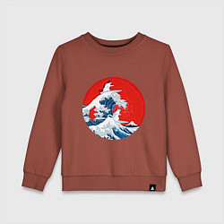 Детский свитшот Японская волна с котами