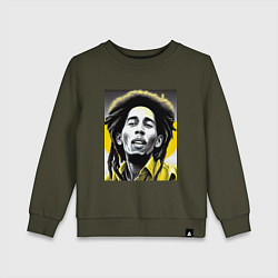 Свитшот хлопковый детский Bob Marley Digital Art, цвет: хаки