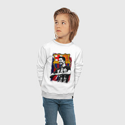 Свитшот хлопковый детский Левандовски Барселона, цвет: белый — фото 2