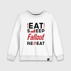 Свитшот хлопковый детский Надпись: eat sleep Fallout repeat, цвет: белый