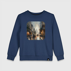 Свитшот хлопковый детский Улица старого города, цвет: тёмно-синий