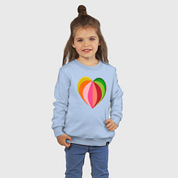 Свитшот хлопковый детский Цветное сердечко, цвет: мягкое небо — фото 2