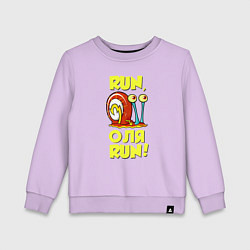 Свитшот хлопковый детский Run Оля run, цвет: лаванда