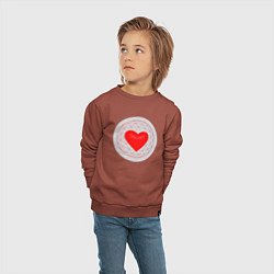 Свитшот хлопковый детский Красное сердце с серым фоном, цвет: кирпичный — фото 2