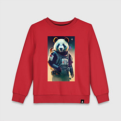 Свитшот хлопковый детский Крутой панда - киберпанк, цвет: красный