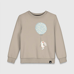 Детский свитшот Милый кролик с шариком в цветочек