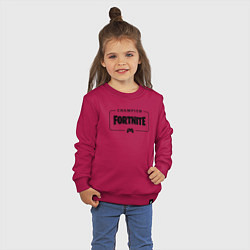 Свитшот хлопковый детский Fortnite gaming champion: рамка с лого и джойстико, цвет: маджента — фото 2