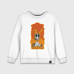 Свитшот хлопковый детский This is fine meme, цвет: белый