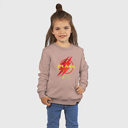 Свитшот хлопковый детский The Flash logotype, цвет: пыльно-розовый — фото 2