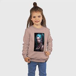 Свитшот хлопковый детский Jinx art Arcane League of Legends, цвет: пыльно-розовый — фото 2