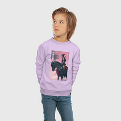 Свитшот хлопковый детский Онна-бугэйся -конная девушка-самурай - нейросеть, цвет: лаванда — фото 2