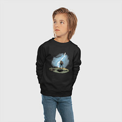 Свитшот хлопковый детский Дурак на холме ловит молнию, цвет: черный — фото 2