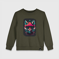 Свитшот хлопковый детский Playful fox, цвет: хаки