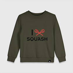 Свитшот хлопковый детский I Love Squash, цвет: хаки