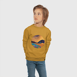 Свитшот хлопковый детский Пейзаж в стиле Густава Климта, абстракция, цвет: горчичный — фото 2
