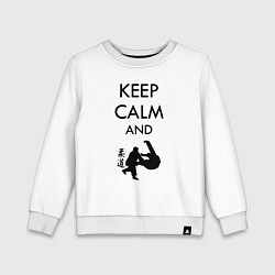 Свитшот хлопковый детский Keep calm and judo, цвет: белый