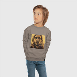Свитшот хлопковый детский Сепия Арт Боб Марли, цвет: утренний латте — фото 2