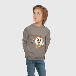 Свитшот хлопковый детский Chicken Gun злой, цвет: утренний латте — фото 2