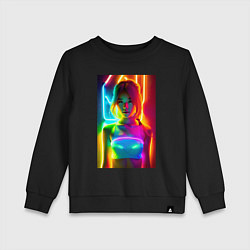 Детский свитшот Japanese girl - neon glow - neural network