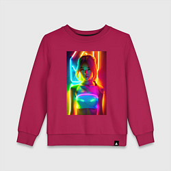 Детский свитшот Japanese girl - neon glow - neural network