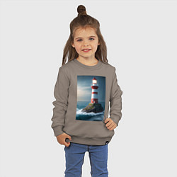 Свитшот хлопковый детский Маяк в море, цвет: утренний латте — фото 2
