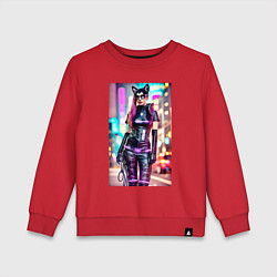 Детский свитшот Cyberpunk - cat girl - neural network