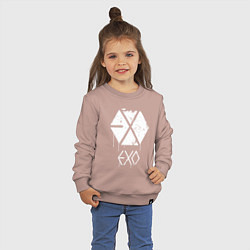 Свитшот хлопковый детский EXO лого, цвет: пыльно-розовый — фото 2