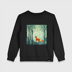 Свитшот хлопковый детский Рыжая лисичка в лесу, цвет: черный