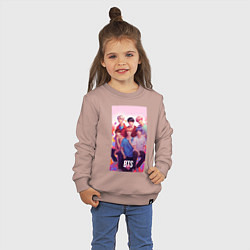 Свитшот хлопковый детский BTS art anime style, цвет: пыльно-розовый — фото 2