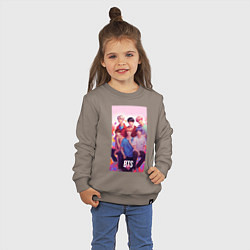 Свитшот хлопковый детский BTS art anime style, цвет: утренний латте — фото 2
