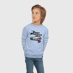 Свитшот хлопковый детский Брайан ОКоннер Nissan Skyline R34, цвет: мягкое небо — фото 2