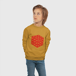 Свитшот хлопковый детский Куб с сердечками, цвет: горчичный — фото 2