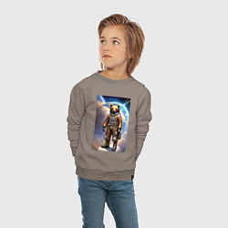 Свитшот хлопковый детский Медвежара-космонавт - нейросеть, цвет: утренний латте — фото 2