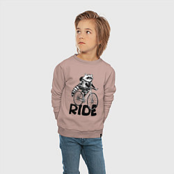 Свитшот хлопковый детский Raccoon ride, цвет: пыльно-розовый — фото 2