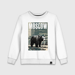 Свитшот хлопковый детский Москва - Россия - медведь, цвет: белый