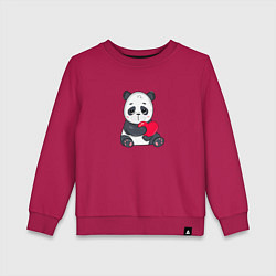 Свитшот хлопковый детский Панда с сердцем, цвет: маджента