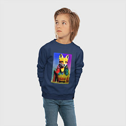 Свитшот хлопковый детский Fox girl - fashionista - pop art, цвет: тёмно-синий — фото 2