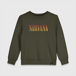 Свитшот хлопковый детский Nirvana logo, цвет: хаки