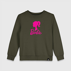 Свитшот хлопковый детский Розовый логотип Барби, цвет: хаки