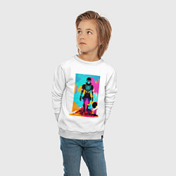 Свитшот хлопковый детский Funny skeleton - pop art - neural network, цвет: белый — фото 2
