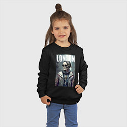 Свитшот хлопковый детский Модный чувак из Лондона - нейросеть, цвет: черный — фото 2