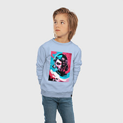 Свитшот хлопковый детский Взгляд ведьмы - нейросеть - поп арт, цвет: мягкое небо — фото 2