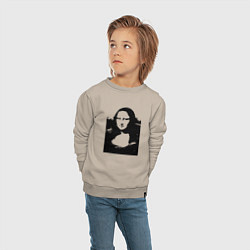 Свитшот хлопковый детский Mona Lisa in black white, цвет: миндальный — фото 2